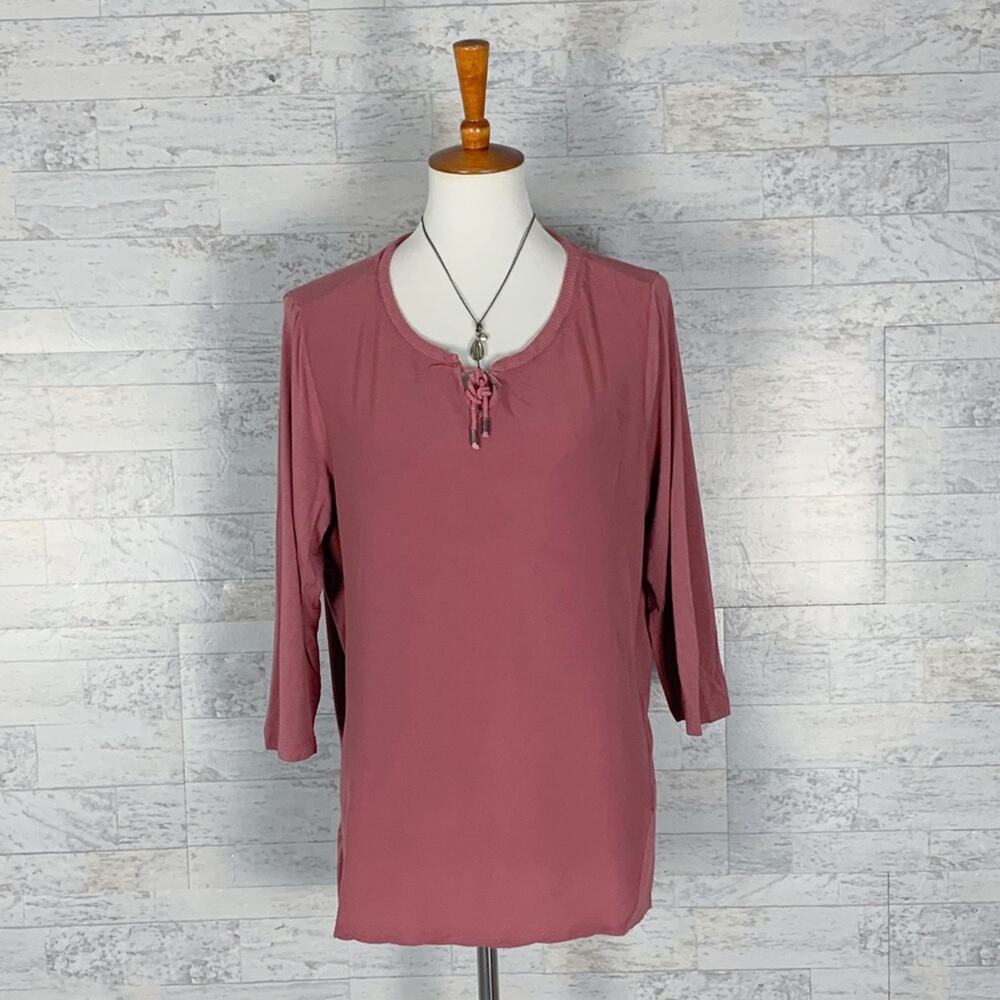 Autograph mauve suede 3/4 sleeve casual tunic blouse top casual